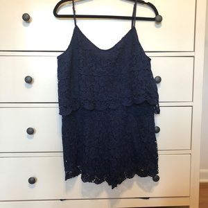 Navy Lace Romper